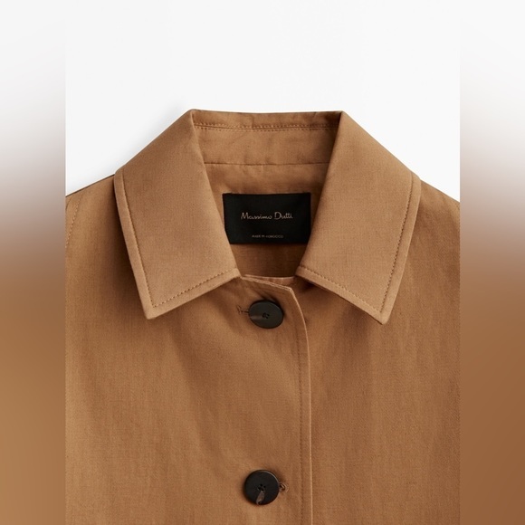 NWT Massimo Dutti Cotton and Linen Blend Trench Jacket in Camel size small - Picture 8 of 9